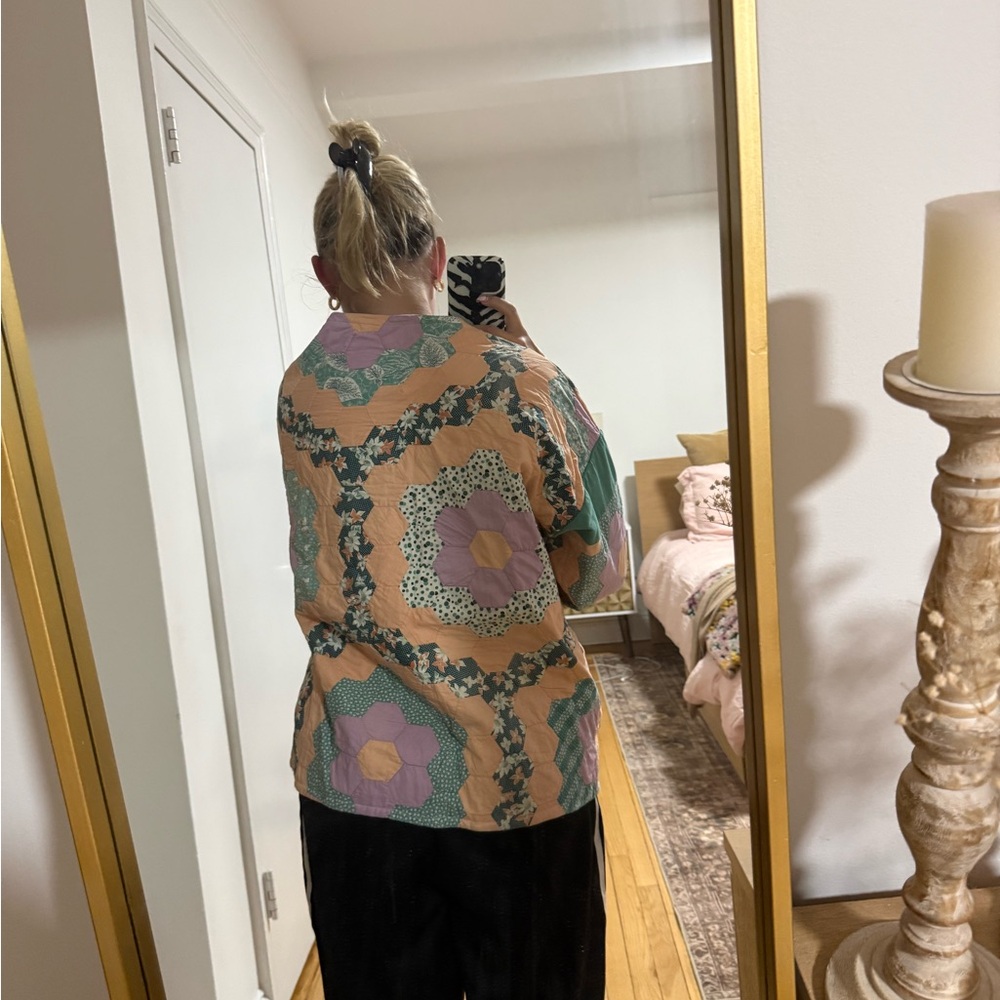 Peach Floral Patchwork Quilted Jacket - image 3